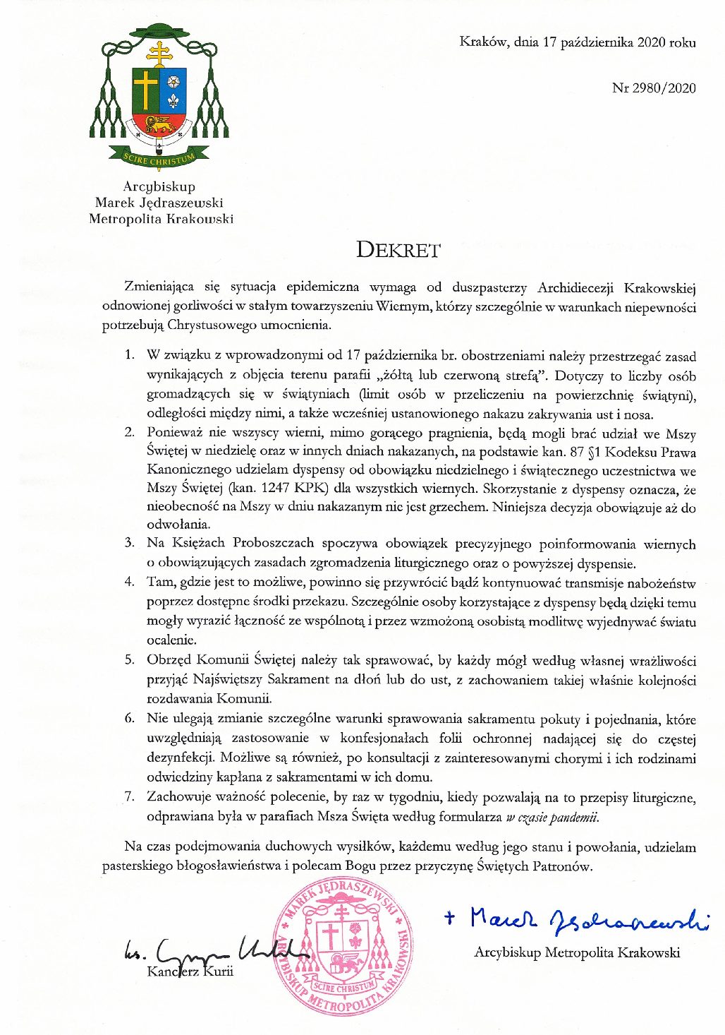 Dekret Ks. Abp. Marka Jędraszewskiego